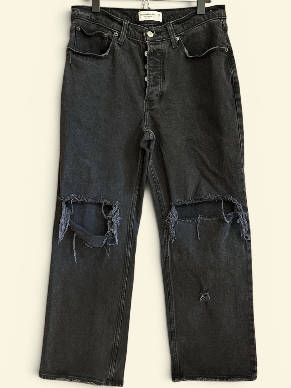 Abercrombie & Fitch The 90s Baggy Low Rise Button Fly Black Jeans 28/6s